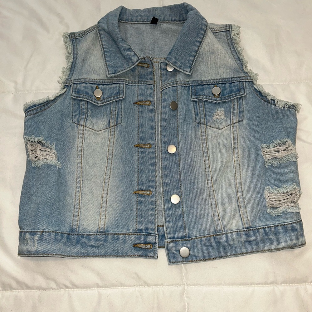 Distressed Denim Vest